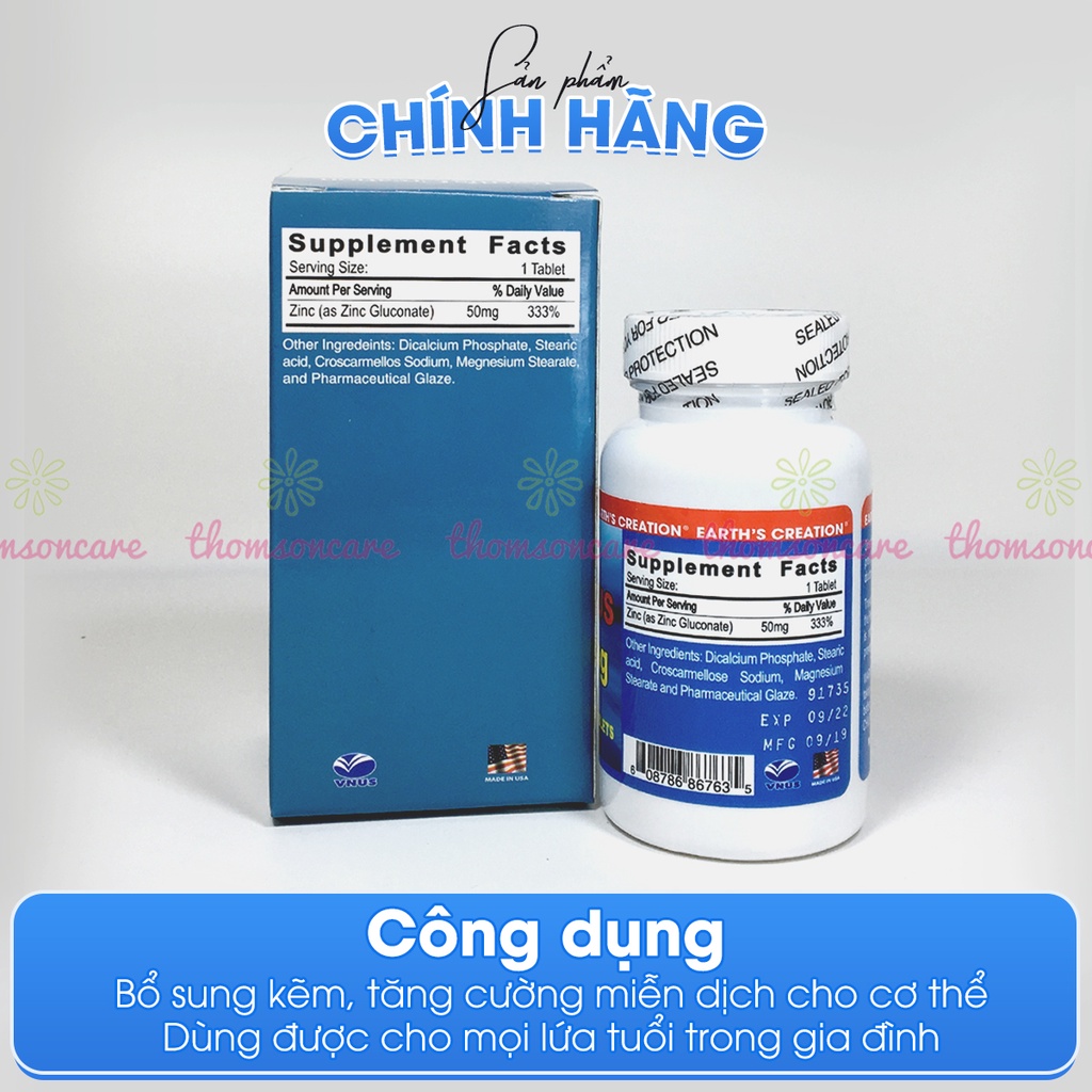 Bổ sung kẽm Benzincus nhập khẩu từ Mỹ, tăng cường hệ miễn dịch, tốt cho da tóc móng, và sinh lý Ben Zincus