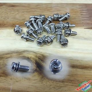 Bộ 20 ốc sắt M4 4mm đầu dù bake có lông đền