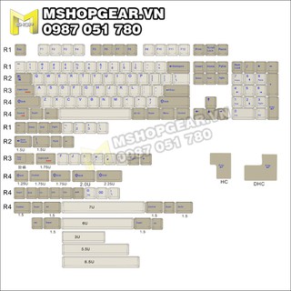 Keycap Classic Blue (xám trắng - chữ xanh dương) thick pbt dye-sub cherry profile 156 keys giá rẻ