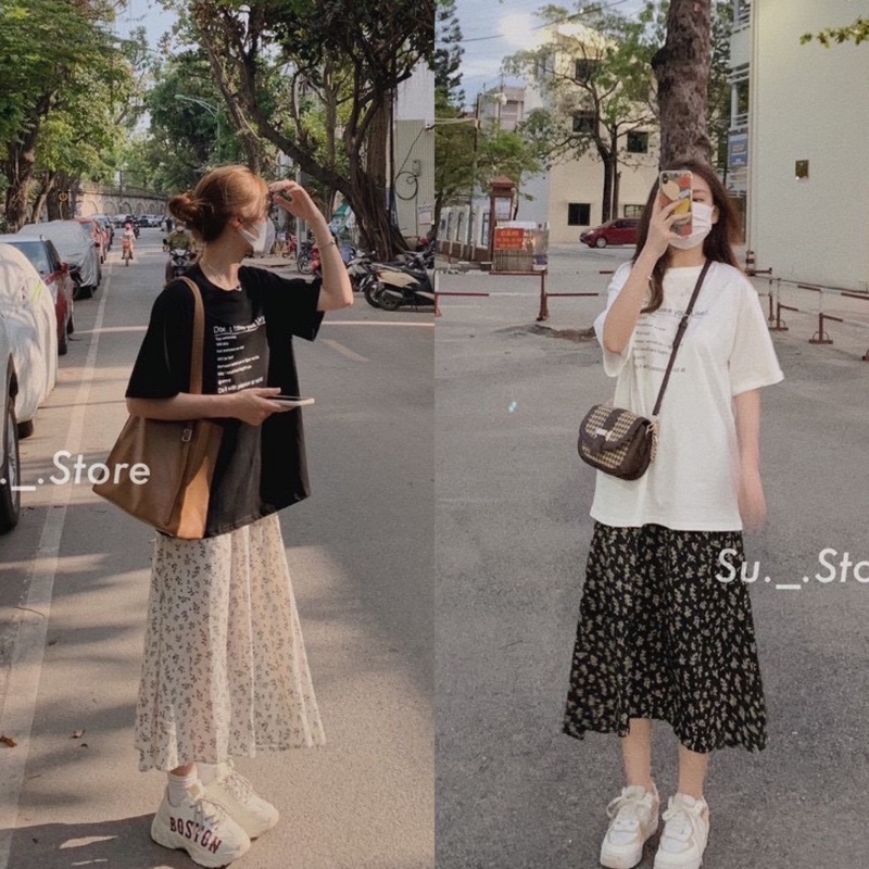 Chân váy hoa nhí ulzzang chun sau