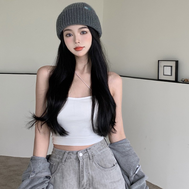 Áo Hai Dây Dáng Ôm Màu Sắc Trơn Gợi Cảm Phong Cách Hàn Quốc Cho Nữ