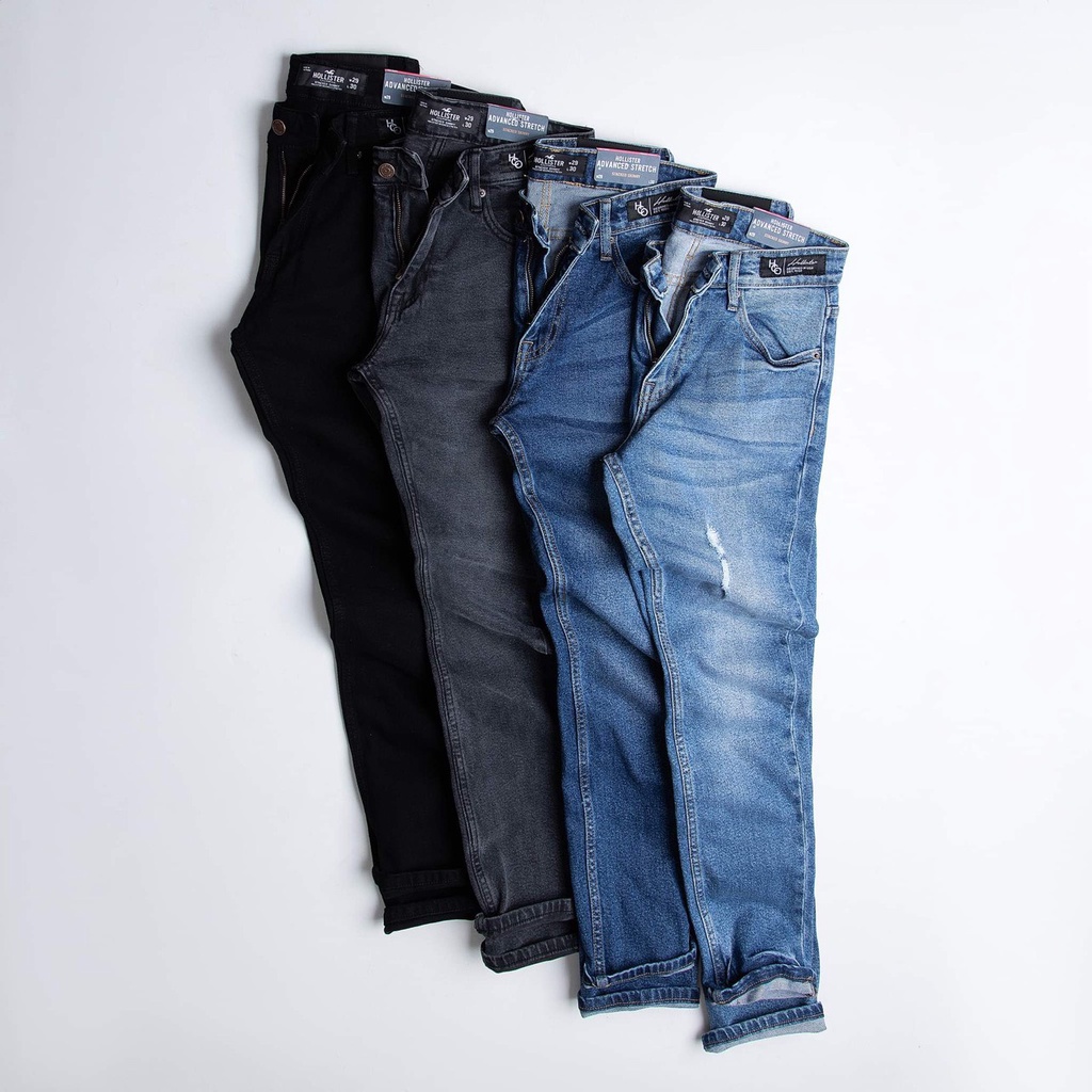 Quần Jean Dài Nam Hollister Wash Rách Thời Trang Bụi Bặm Cá Tính