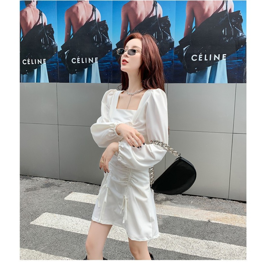 Đầm thiết kế ôm body nhún, sang chảnh Đầm nữ chất cotton dày, mền mịn thương hiệu thời trang cao cấp HACHIKI DDC01