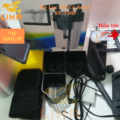 Bộ Lọc Bể Cá Sobo SF-550F (7W-500L/H) - Lọc Treo 3 trong 1 Cho Bể Cá Để Bàn
