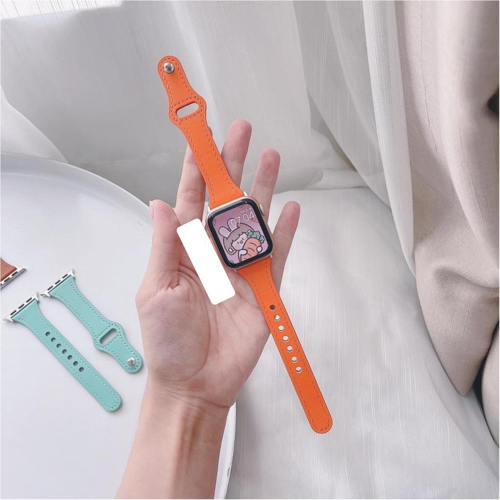 Dây da Apple watch bản nhỏ khóa gài cho nữ full series từ 7/6/5/4/3/2 kích thước 38/40 mm 42/44mm