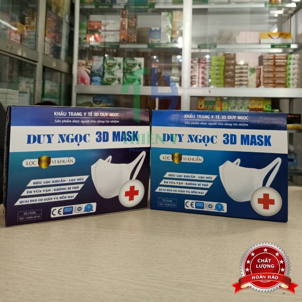 Khẩu trang y tế  3D Duy Ngọc, hộp 50 cái - Thiên Y Pharmacy