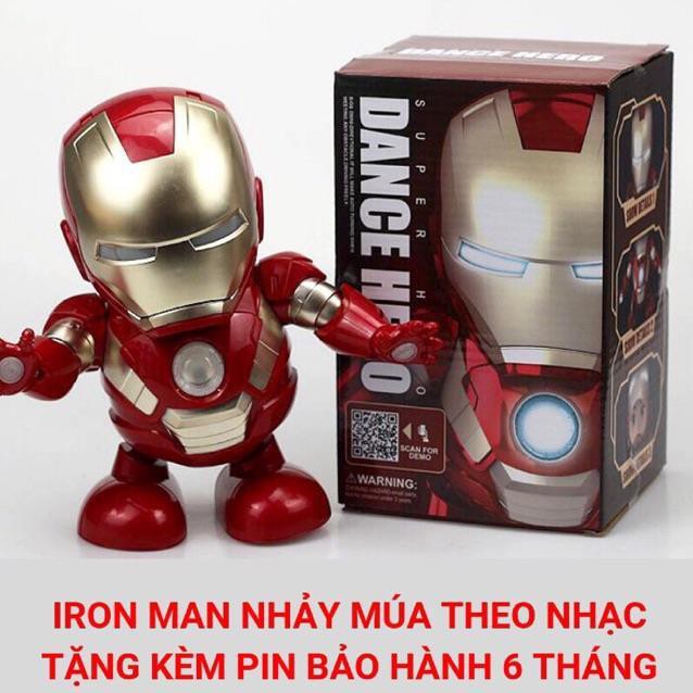 Đồ Chơi Siêu Nhân Iron Man loại đắt-Mở Mặt-Có Nhạc-Nhảy Múa-Có Đèn Led Nhấp Nháy Rất Đẹp ( Nhựa ABS An Toàn)