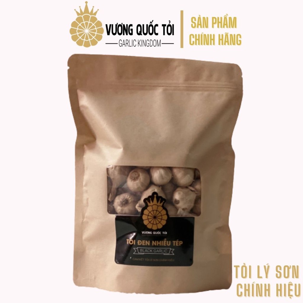 Tỏi Đen Lý Sơn chính gốc - Vương Quốc Tỏi, loại nhiều tép,túi 500g - 200g, tốt cho tim mạch, sức đề kháng