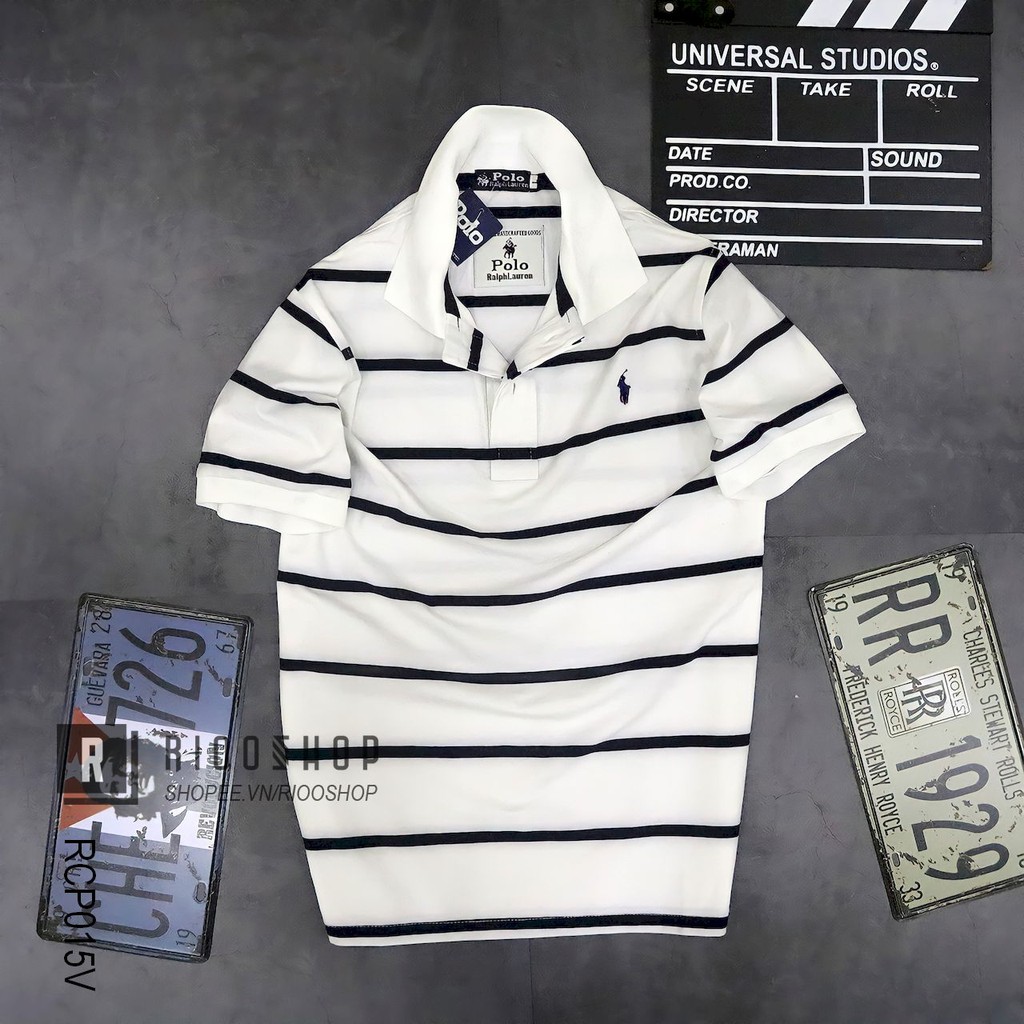 Áo thun nam có cổ sọc ngang RL cao cấp RCP015V - áo phông nam tay ngắn form rộng Riooshop | BigBuy360 - bigbuy360.vn