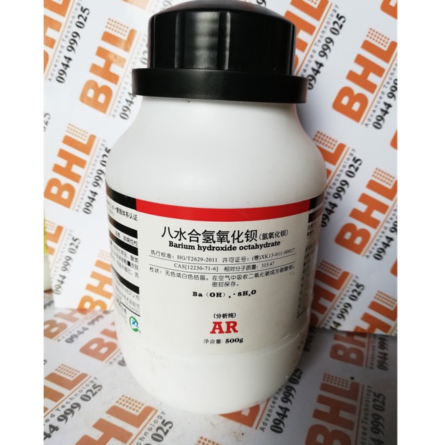 Ba(OH)2 Bari hydroxit 500g Xilong Trung Quốc CAS 12230-71-6 Barium hydroxide