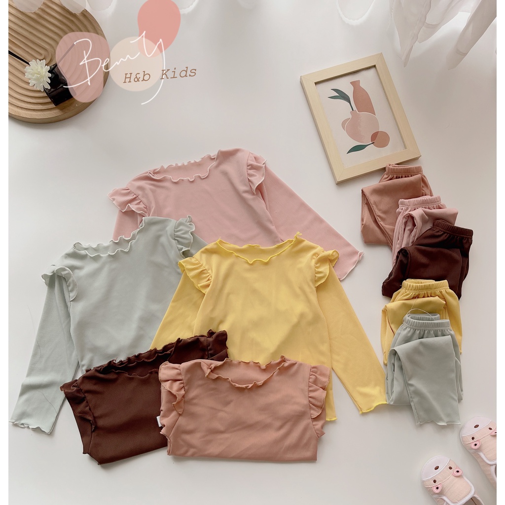 Bộ Đồ Dài Tay Trơn Bé Trai, Bé Gái 10-20kg Chất Thun Tăm Trượt Tay Bèo Cổ Viền Sóng - AN.KID