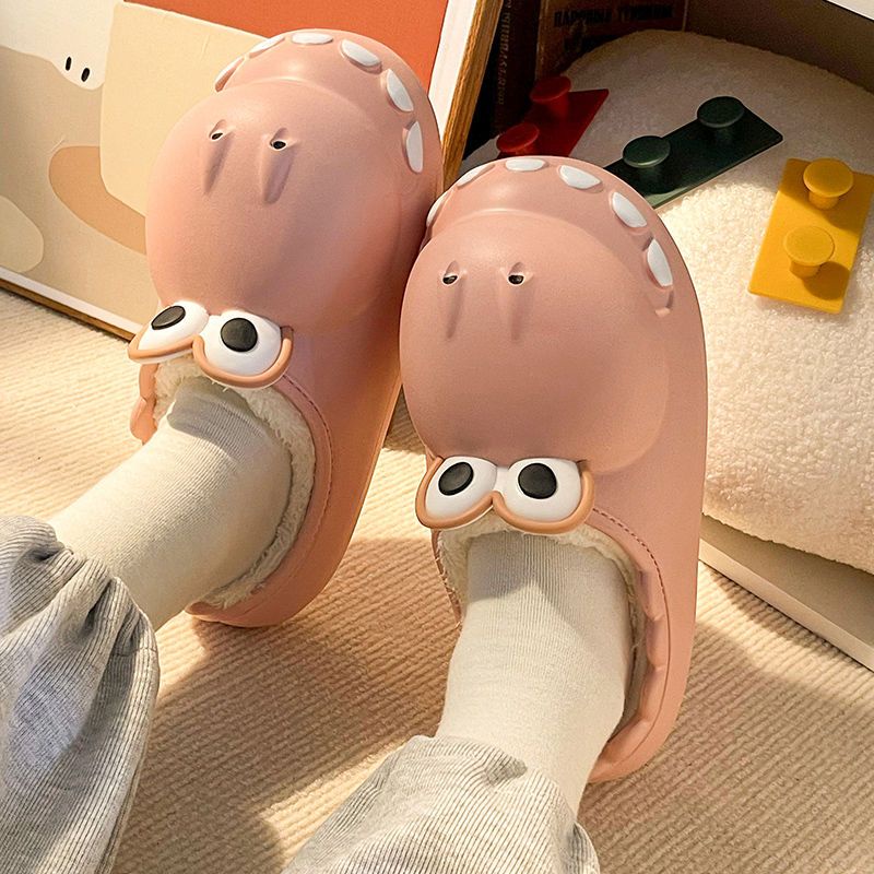 Dép Đi Trong Nhà Phong Cách Mới Họa Tiết Khủng Long Hoạt Hình Dễ Thương Chất Lượng Cao Chống Va Chạm Chống Thấm Nước Giữ Ấm Mùa Đông Cho Nữ