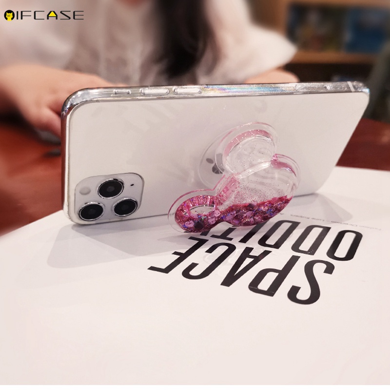 Giá đỡ điện thoại dạng lỏng màu trong suốt hình Mickey Minnie dễ thương cá tính