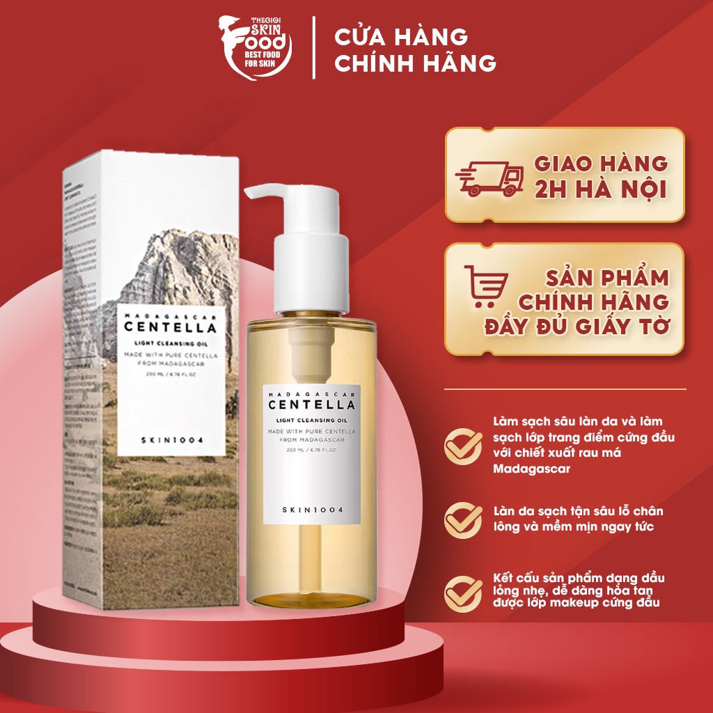 Dầu Tẩy Trang Làm Sạch Sâu, Dịu Nhẹ Chiết Xuất Rau Má Skin1004 Madagascar Centella Light Cleansing Oil 200ml