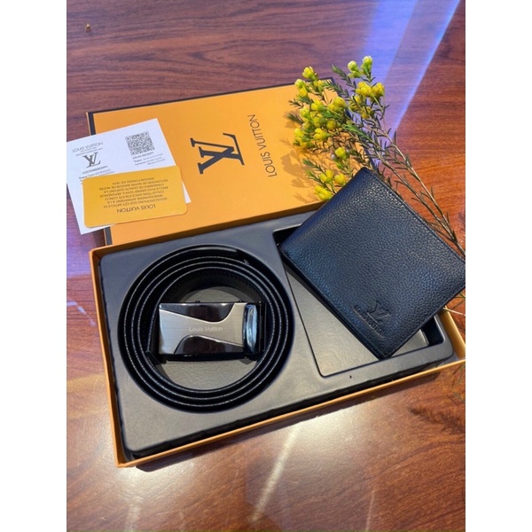 set 2 chi tiết dây lưng kèm mặt + ví fullbox bill túi giấy