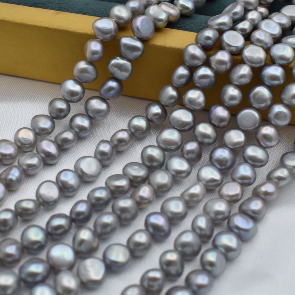 Hạt Ngọc Trai Tự Nhiên Hai Mặt 8-10mm Màu Xám Hình Người Ngoài Hành Tinh Làm Trang Sức