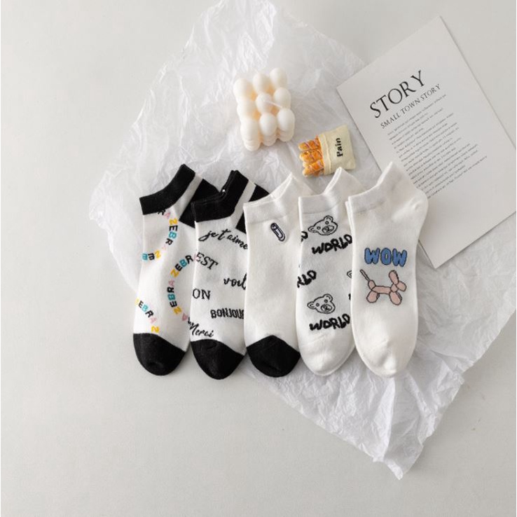 Set 10 Đôi Tất Vớ Nữ Ngắn Cổ Wow Cute Như Hình