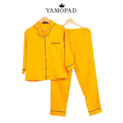 Đồ Bộ Nữ Pijama Mặc Nhà YAMOPAD Chất Liệu Lụa Tay Dài Quần Dài Trơn Thiết Kế Tinh Tế