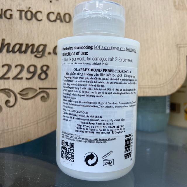 (Hàng chính hãng) Sản phẩm phục hồi hàn gắn liên kết tóc Olaplex Bond PERFECTOR NO.3. | BigBuy360 - bigbuy360.vn