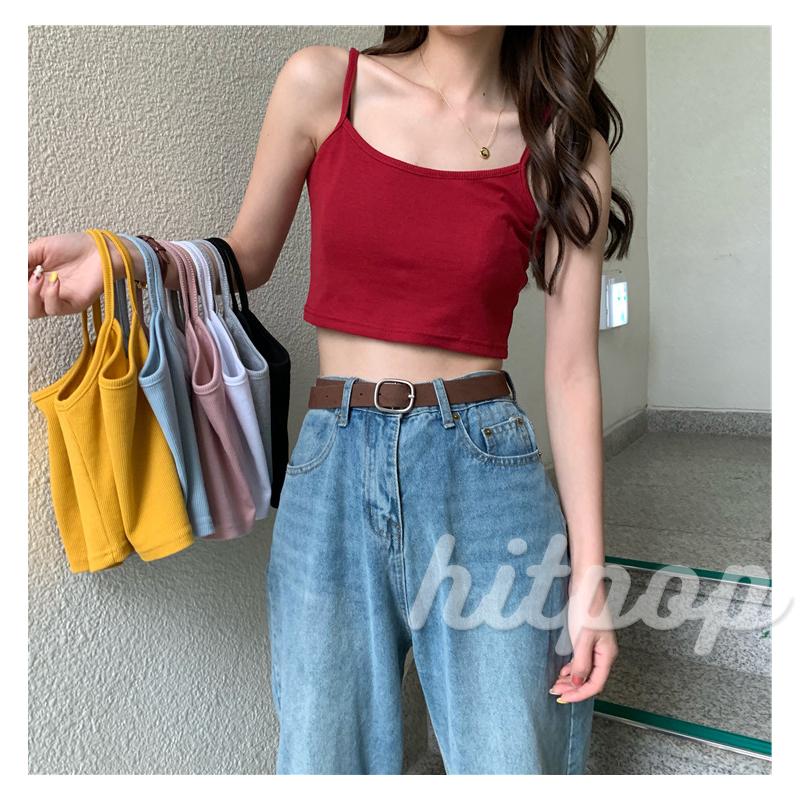 Áo Croptop Hai Dây Màu Trơn Thời Trang Hợp Xu Hướng Cho Nữ