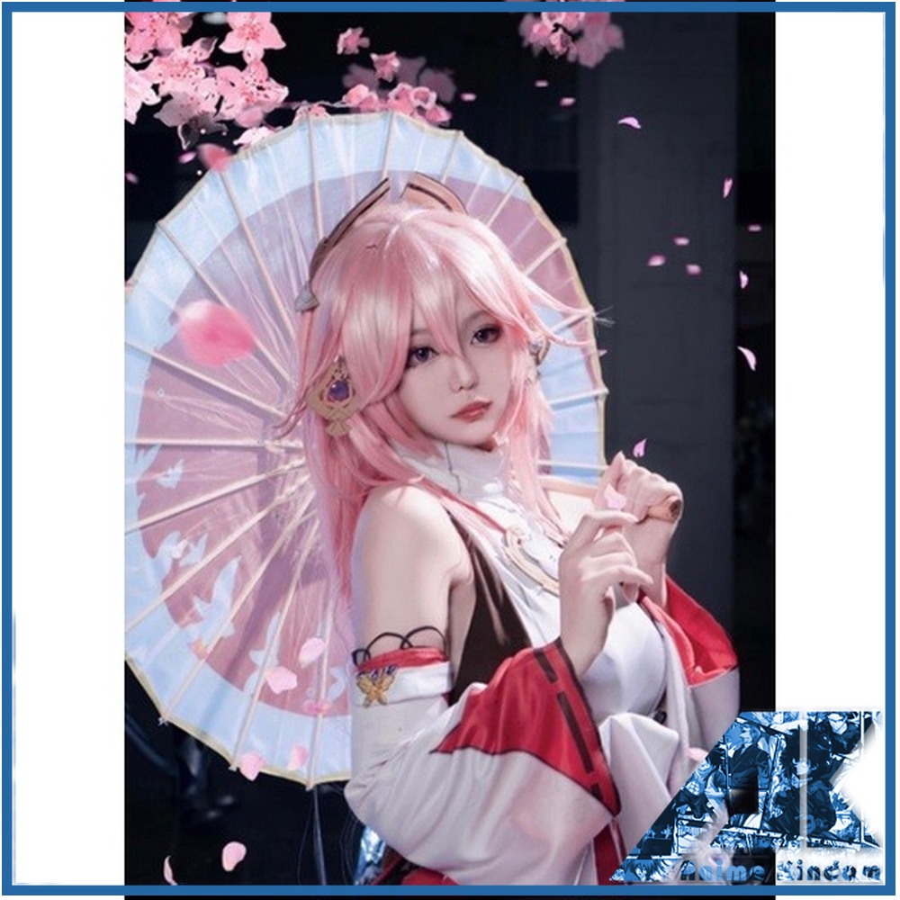 Yae Miko trang phục Cho Nữ Genshin Impact Cosplay Bộ Tóc Giả Hóa Trang Guuji