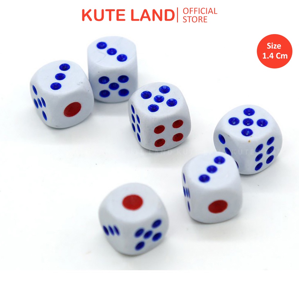 Xúc xắc xí ngầu màu trắng xanh 6 mặt size 1.4 cm giá rẻ SXD14-DX