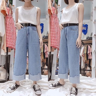Quần jeans ống rộng Tr&Đ