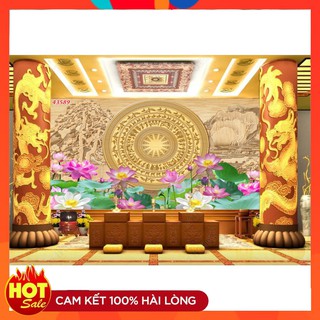 Tranh trang trí phòng thờ dán 3D lên tường khích thước rộng 150 x 120