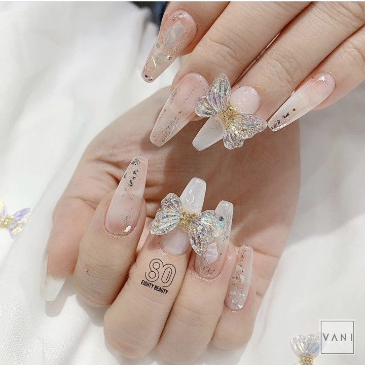 ( 1 Cái ) Phụ Kiện Nail, Charm Hình Bướm Đá Chuyển Động Cực Xinh - Vani Store [KIRA0058]