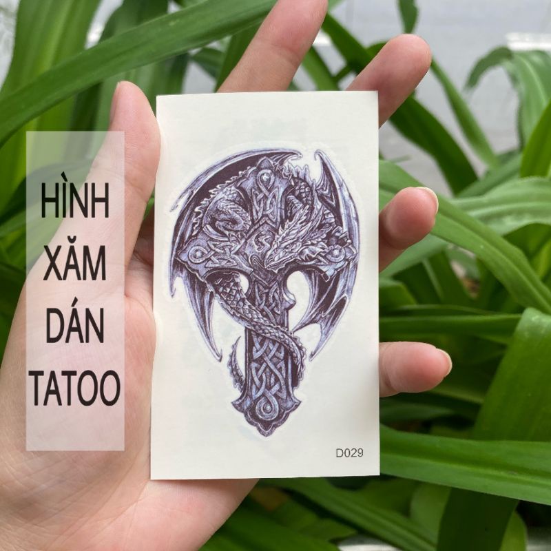 Hình xăm thập giá d29 size nhỏ &lt;10x6cm. tatoo dán tạm thời