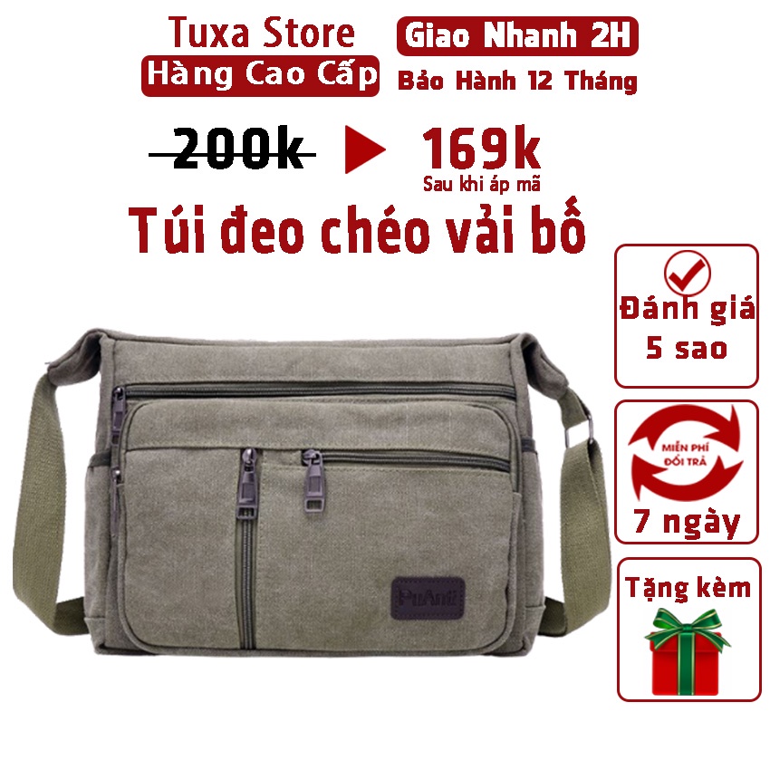 Túi đeo chéo nam thời trang vải canvas túi chéo nữ unisex phong cách cá tính hàn quốc Tuxa store