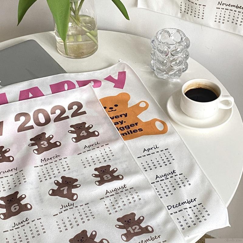 Lịch năm 2022 treo tường bằng vải họa tiết hoạt hình phong cách Hàn Quốc