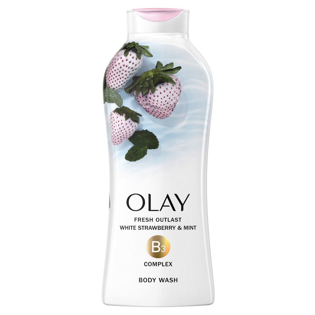 Sữa tắm Olay tươi mát dài lâu hương Dâu Trắng và Bạc Hà - Fresh Outlast, Cooling White Strawberry &amp; Mint 650ml