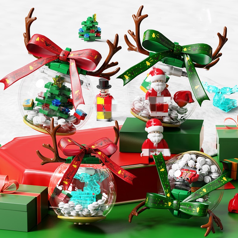 Mẫu Lắp Ráp mô hình Sembo 601055 Christmas Crystal Ball Ornaments Festival Santa Claus Tree