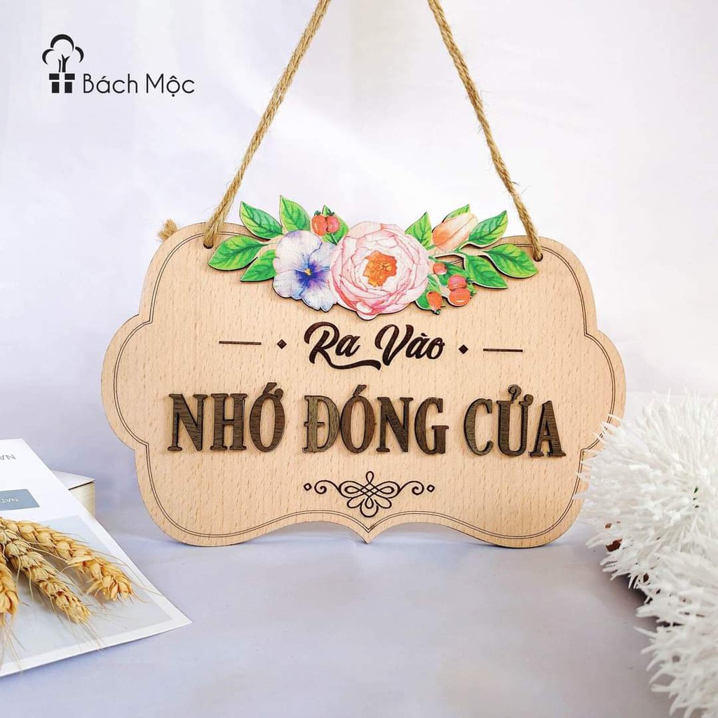 Bảng gỗ vui lòng gõ cửa, bấm chuông, đóng cửa mẫu đẹp (bảng gỗ trang trí DNDecor + quà tặng giá trị 17.000đ)