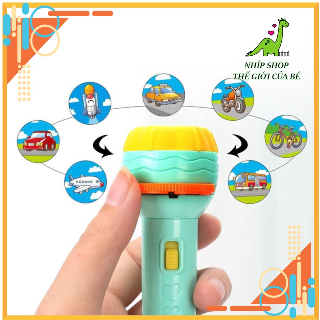 Đèn Pin chiếu hình 10 chủ đề  80 hình cho bé  -Nhíp Shop