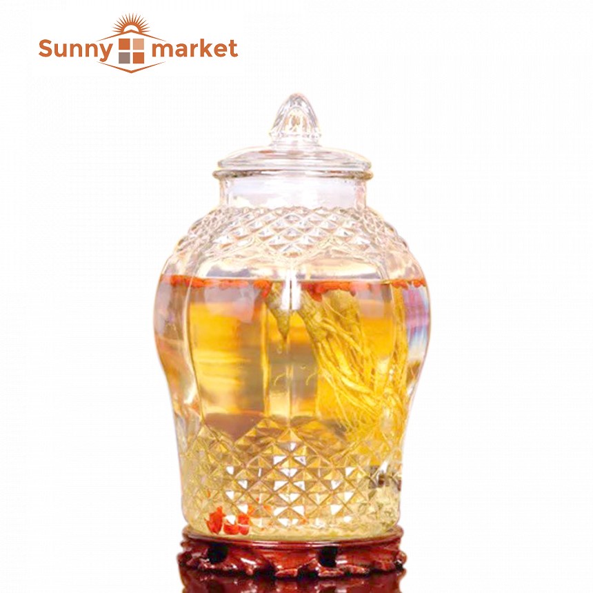 Bình ngâm rươu sâm thủy tinh kim cương 8833 dung tích 5,5 lít không van