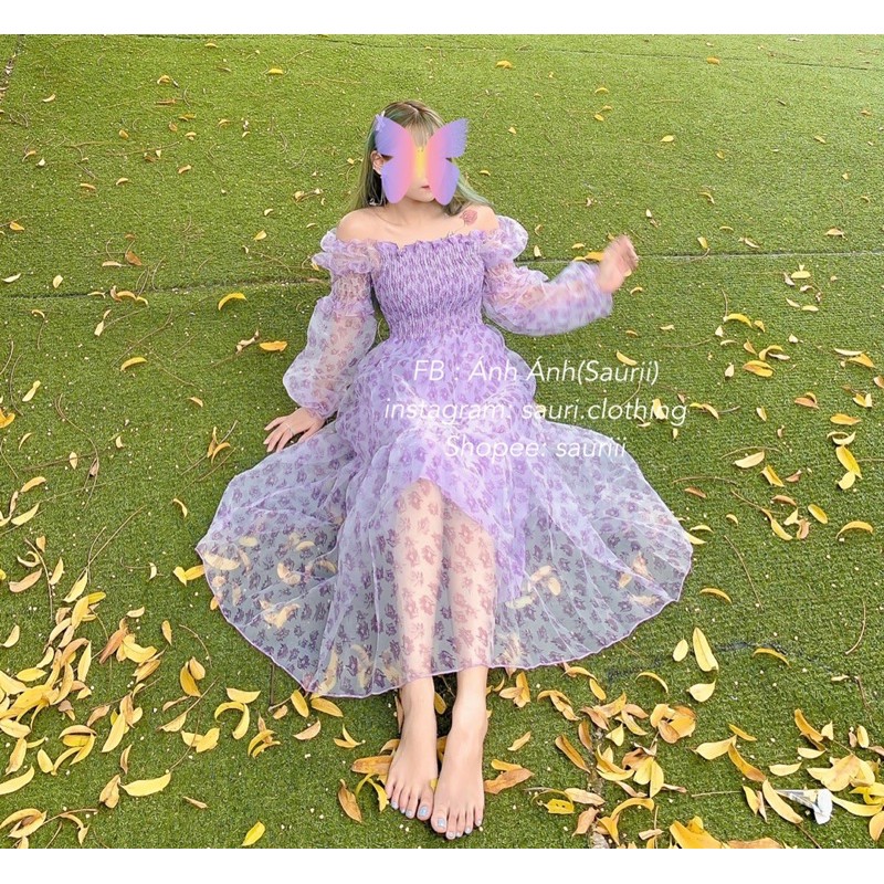 SẴN🖤Đầm xoè maxi dài hoa nhí bo chun đi biển xinh xắn|Váy bánh bèo ulzzang trễ vai tiểu thư nhẹ công chúa | BigBuy360 - bigbuy360.vn