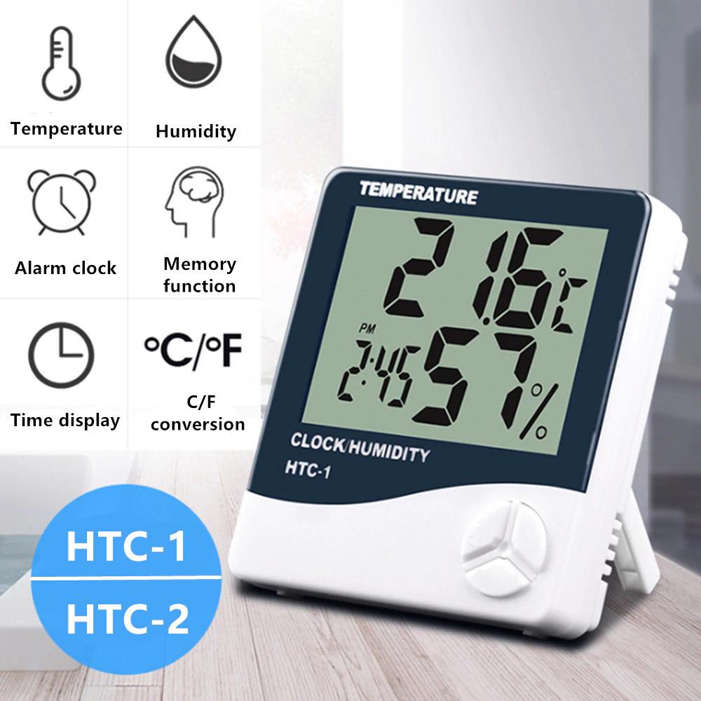 NIUYOU [Ready Stock] Temperature Meter With Clock LCD Digital Hygromet