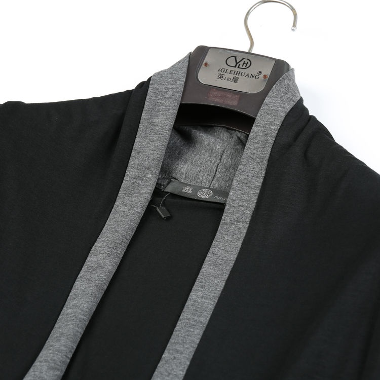 Áo Khoác cardigan Dệt Kim Màu Đen Tay Dài Phong Cách Hàn Quốc Cho Nam Giới