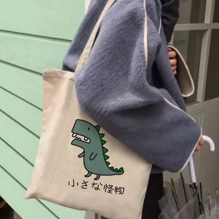 Túi Xách Vải Canvas Cỡ Lớn In Họa Tiết Trái Cây Hoạt Hình Phong Cách Nhật Bản Thời Trang Cho Nữ