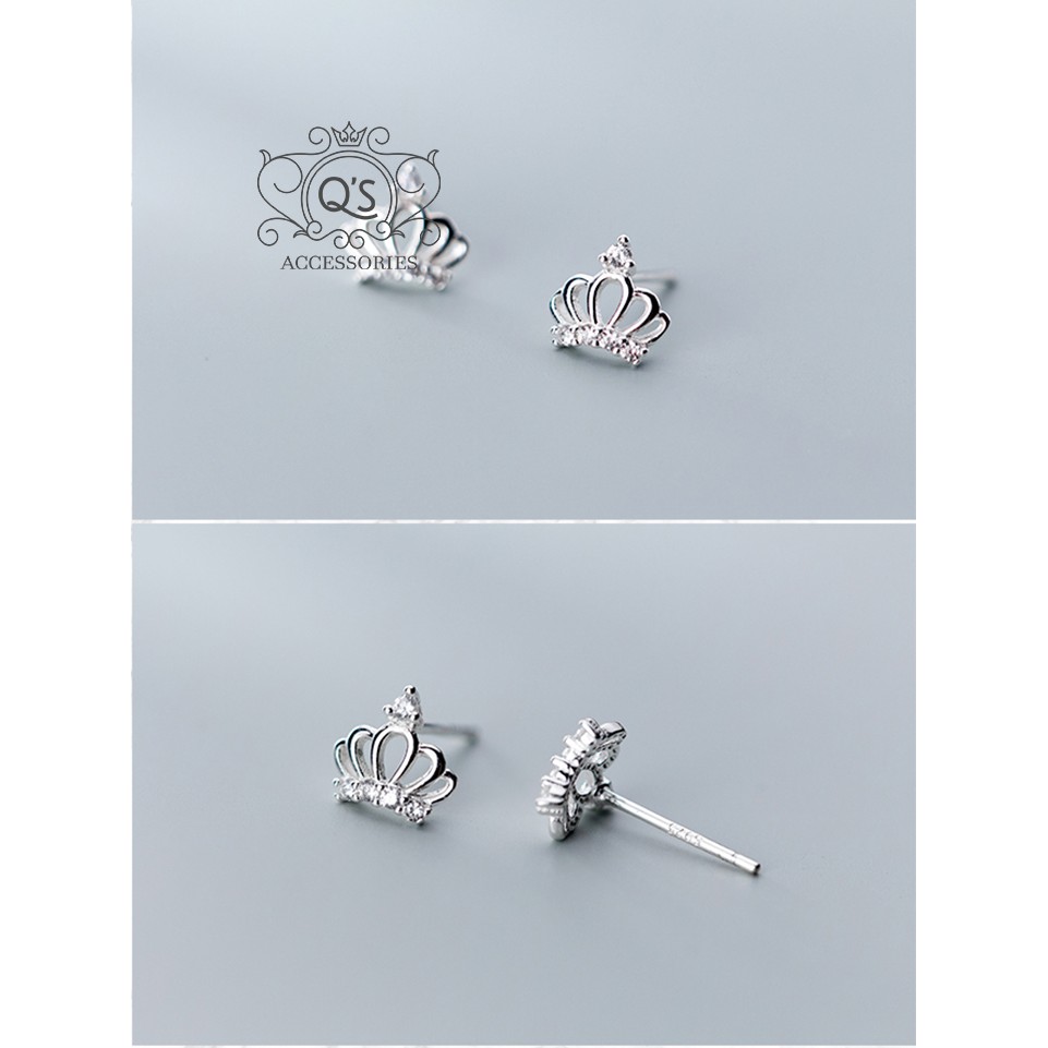 Khuyên tai bạc 925 vuông khảm đá chốt bi vặn bông nụ nữ S925 MINIMAL QA SILVER Earrings EA221208