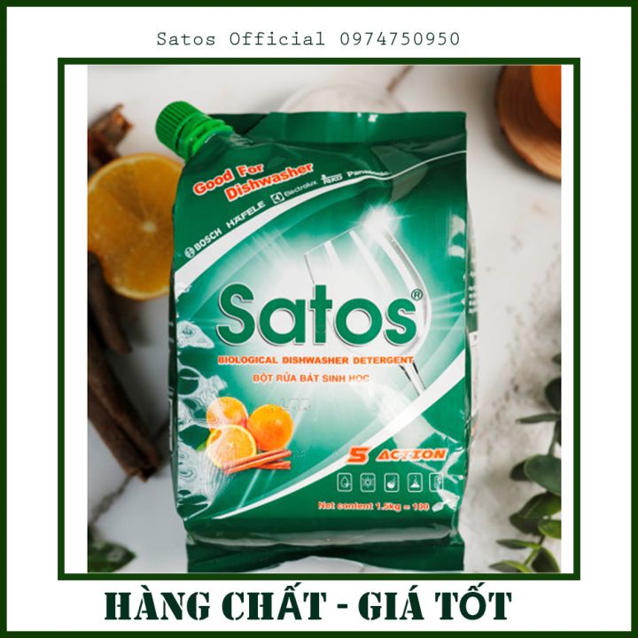 Combo 2- bột rửa bát hữu cơ Satos và nước làm bóng Satos - dành cho máy rửa bát. Rửa sạch, không mùi, an toàn sức khoẻ