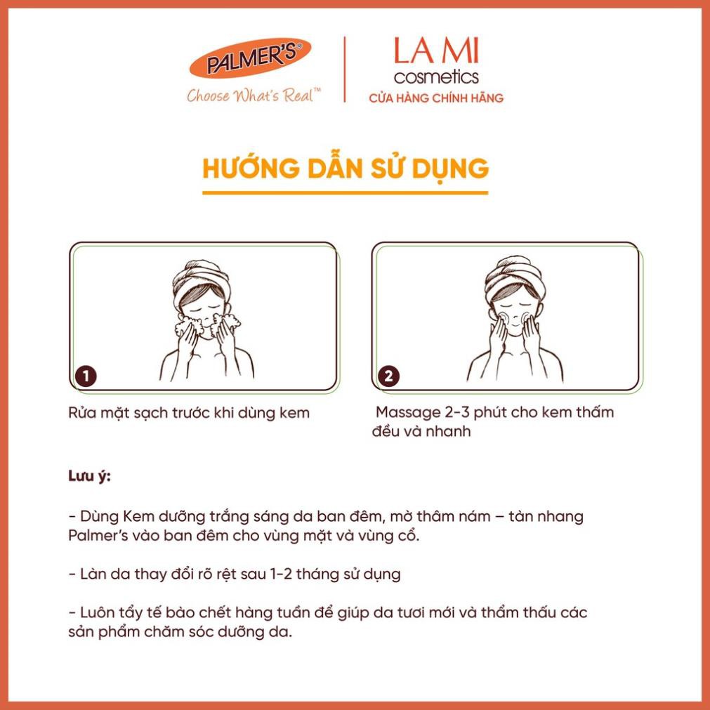 Kem dưỡng trắng sáng da ban đêm, mờ thâm nám – tàn nhang Palmer's 75g