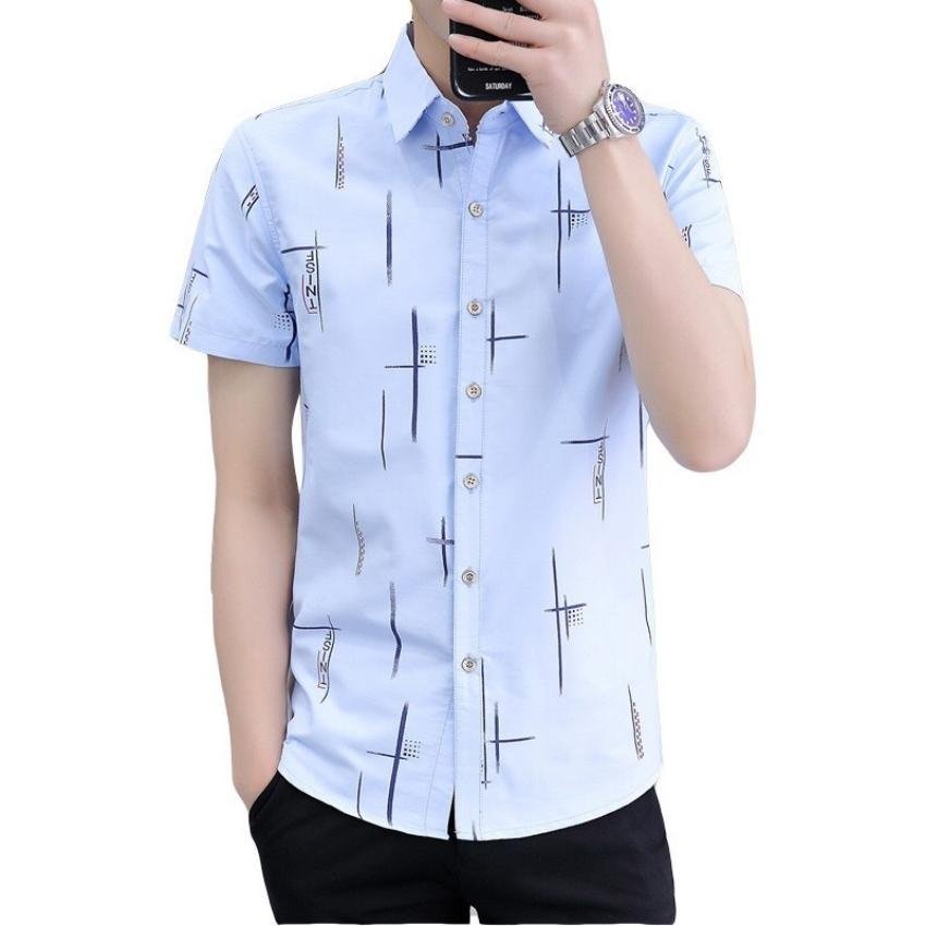 Áo Sơ Mi Nam Ngắn Tay ❤️ Áo Sơ Mi Nam Cộc Tay Họa Tiết Chữ TNFS Thời Trang Erina Cao Cấp Form Áo Chuẩn