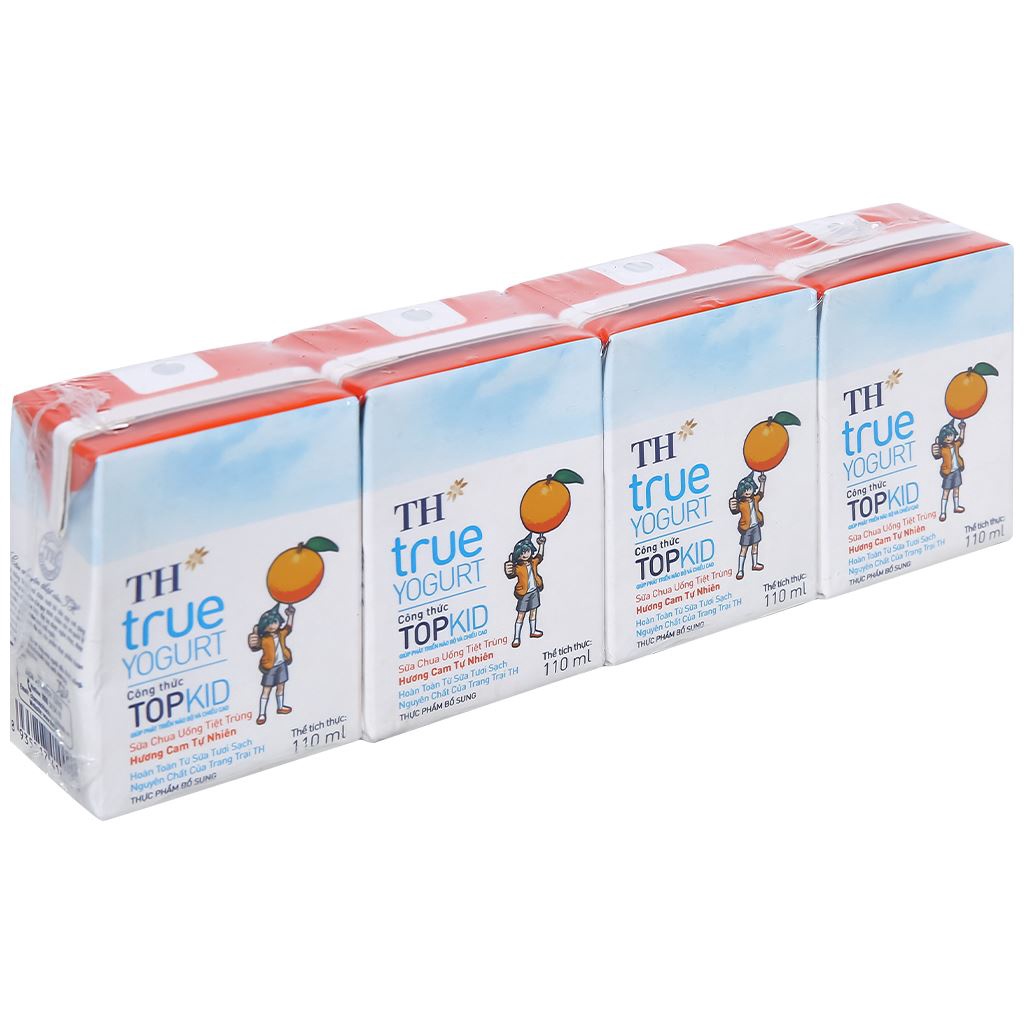 Sữa chua Uống TH True Yogurt TopKid Các Vị Dâu, Cam, Chuối Lốc 4 Hộp 110ml hộp  taphoatoanngocc