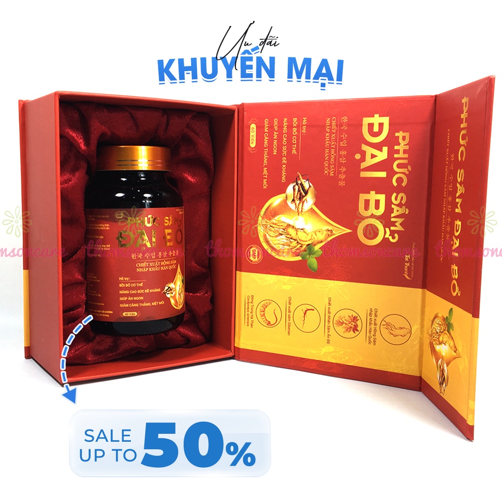 Tăng sức đề kháng từ Hồng sâm Hàn Quốc - Phức sâm đại bổ hộp 60 viên, giảm mệt mỏi, ăn ngủ ngon