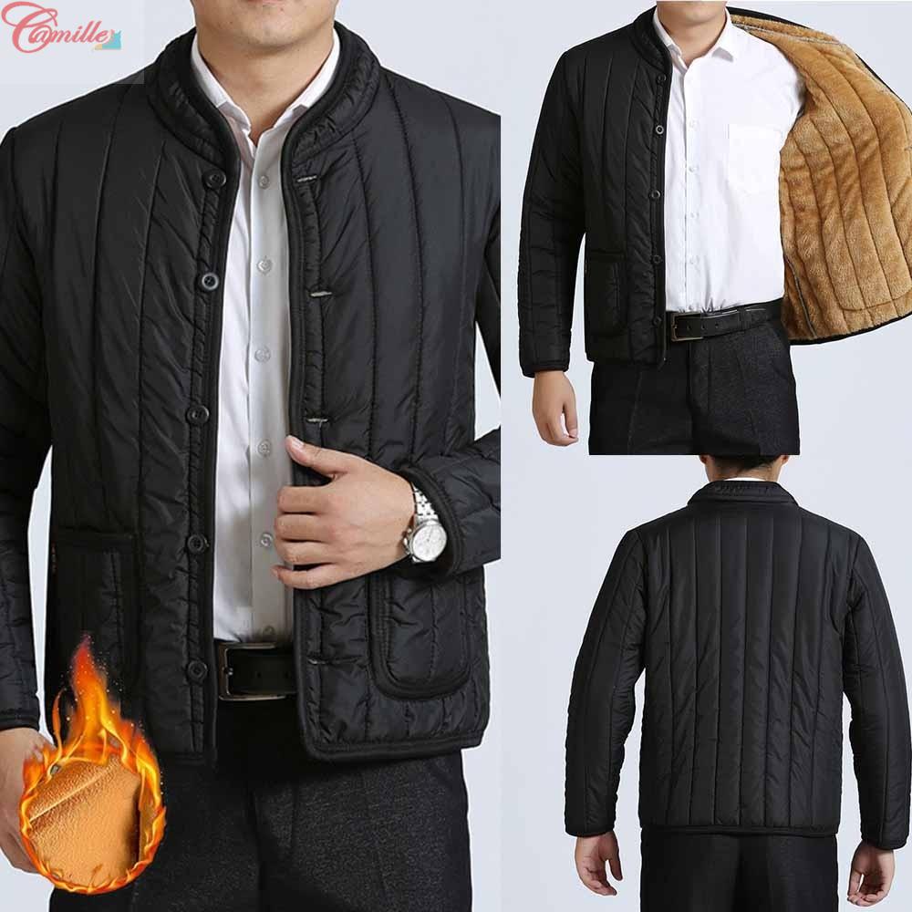 Áo khoác cổ bẻ phối lông thú thời trang giữ ấm cho nam