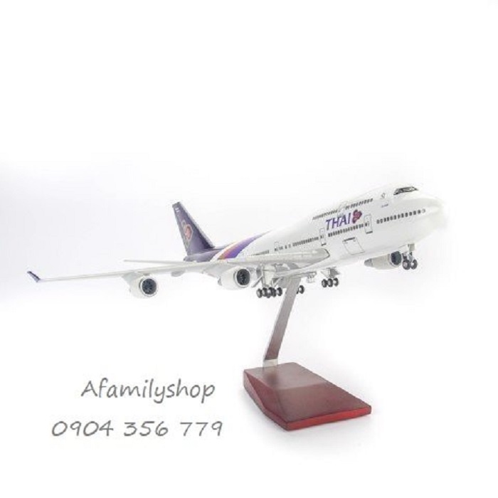 Mô hình máy bay tĩnh B747 Thai Airways 47cm có bánh xe và đèn led