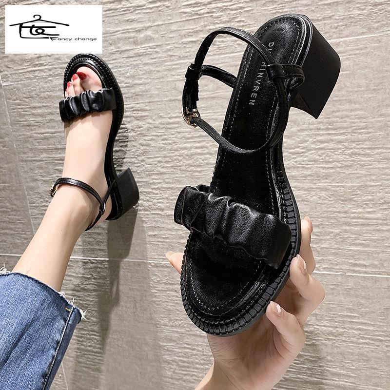 Giày Sandal Cao Gót Dày Dặn Cài Khóa Thời Trang Mùa Hè Phong Cách Roman Thời Trang Dành Cho Nữ 2022